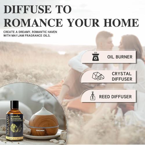 MAYJAM 100ML/3.38FL.OZ Orange Blossom Fragrance Oils with Glass Dropper, Essential Oils for Diffusers, Long Lasting Scented Oils for Soap Candle Making