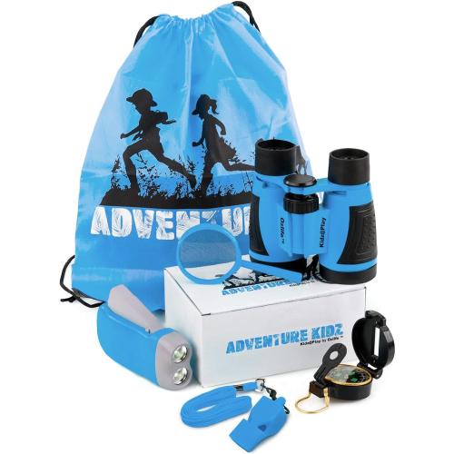 Adventure Kidz - Outdoor Exploration Kit, Children’s Toy Binoculars, Torch, Compass, Whistle, Magnifying Glass, Backpack. Great Kids Gift Set for Camping, Hiking, Educational and Pretend Play.