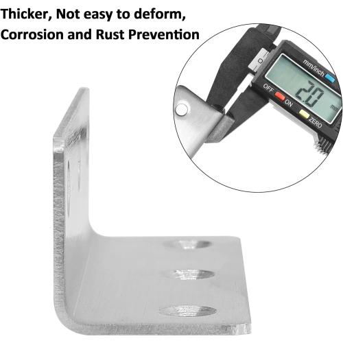 L Bracket, Heavy Duty Corner Brace, 4 Pack 5.51 Metal Shelf Bracket Angle Bracket for Shelves, Polished Silver Stainless Steel Braces for Wood Furniture,140mm Overall Length