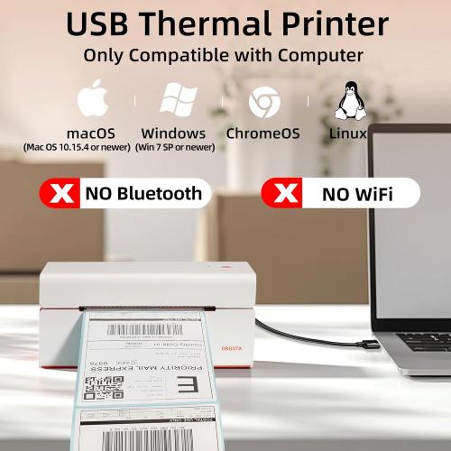 ORGSTA USB Shipping Label Printer - T001 4x6 Thermal Label Printer for Small Business, High Speed Label Printers for Shipping Package, Used for Ebay, Amazon, Shopify, Etsy, USPS, FedEx(USB Only)