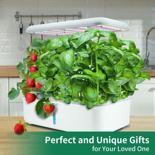 Hydroponics Growing System Indoor Garden, Indoor Gardening System with 14 Pods, WiFi Indoor Herb Garden, Herb Garden Kit with LED Grow Light, Adjustable Height Up to 16.5, Auto Pump, 5L Water Tank
