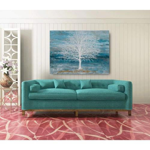Yihui Arts Canvas Art Wall Decor, White Birch Trees Landscape Picture Painting, Modern Nature Teal Artwork Prints, Large Size Framed for Home Decor