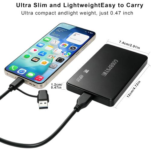 External Hard Drive 1 TB, Portable Hard Drive,USB 3.0/USB C