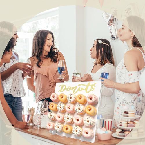 Wooden Donut Wall Display Stand, 2PCS Holder for 40 Doughnuts, Board for Grow Up Party, Birthday, Wedding, Baby Shower, Party Decorations (White)