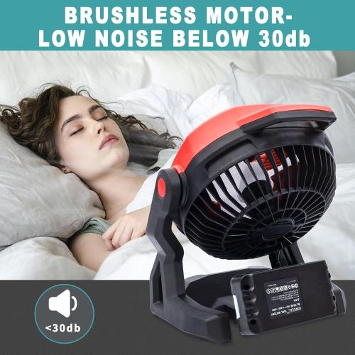 Battery Powered Fan for Milwaukee M18 18V Battery Variable Speed Battery Operated Fan Furnish AC Adapter, Highest 650 CFM Cordless Fan Low Noise for Jobsite Camping Fan (No Battery)
