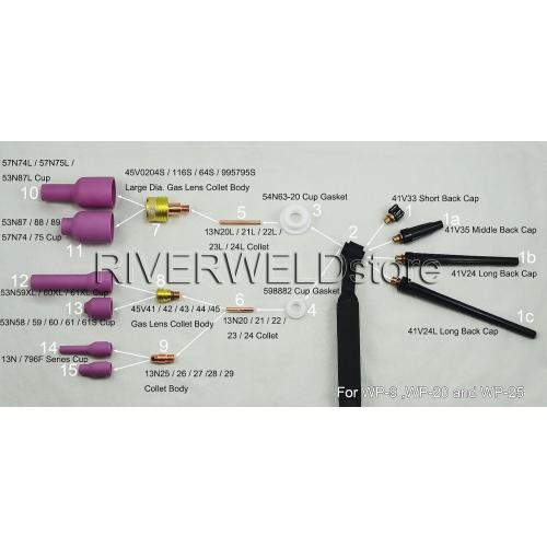 RIVERWELD TIG Alumina Nozzle Ceramic Cups 13N10 6# 3/8 9.5mm Orifice Fit PTA DB SR WP 9 17 18 20 25 26 TIG Welding Torch Accessories Pack of 10