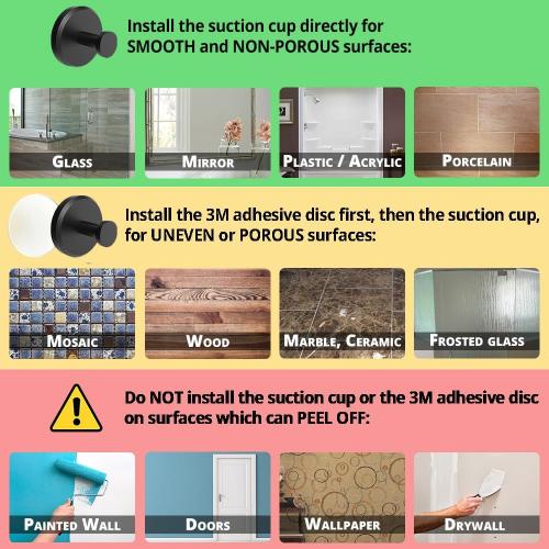 HOME SO Suction Cup Hooks for Shower, Bathroom, Kitchen, Glass Door, Mirror, Tile – Loofah, Towel, Coat, Bath Robe Hook Holder for Hanging up to 15 lbs – Waterproof & Rustproof, Matte Black (2-Pack)