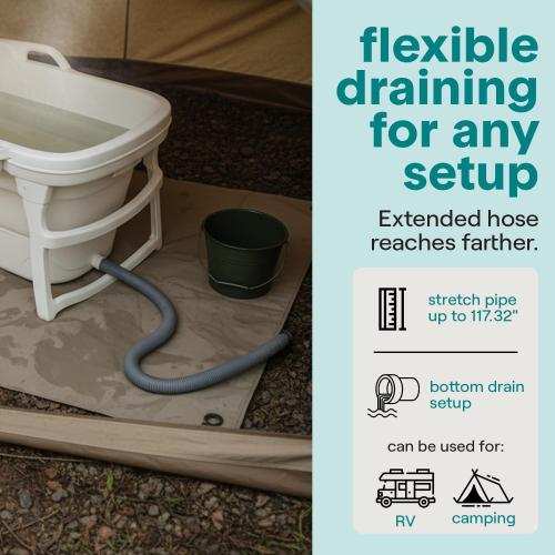 SereneLife 59 Portable Bathtub for Adults – Large Foldable Freestanding Bath Tub for Hot Spa & Cold Plunge Ice Bath, Indoor/Outdoor, Pet & Family Use, Complete Set