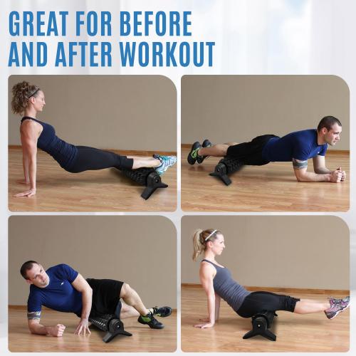 Trigger Point Foam Roller with Stand, 18 Inch Medium Density Foam Roller Long Yoga Roller Foam Exercise Roller for Physical Therapy, Muscles Deep Tissue, Pilates, Back Pain and Muscle Recovery (Black)