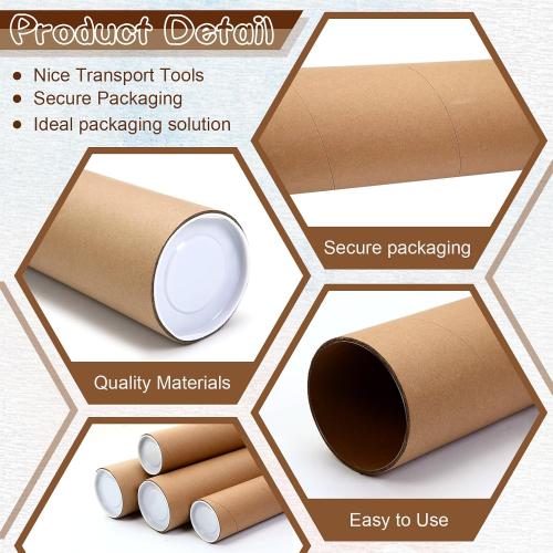 Feifeiya 4 Pack Poster Mailing Tubes with Caps 4 x 47, 3 x 47 Large Cardboard Tubes Kraft Paper Cardboard Tube Storage Tube for Shipping Storing Posters Prints Artwork Documents Golf Club