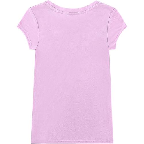 Size 4-13 Color Yellow, Pink and Purple Bienzoe Girls Short Sleeve T-Shirt: Kids Aged 4-13 Cute Crewneck Tee 3pcs Pack - Breathable Tops for Beach Trip Outdoor Play