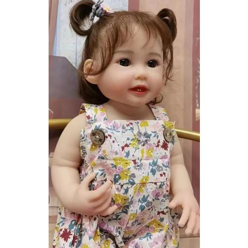 TERABITHIA 22 Inches Cute Lifelike Happy as Can be Reborn Baby Doll Crafted in Full Body Silicone Vinyl Anatomically Correct Realistic Smiling with Teeth Newborn Toddler Dolls Washable Girl WW01379-b