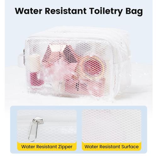 Vorspack Small Travel Toiletry Bag - Translucent Toiletry Bag for Women Hanging Toiletries Bag for Men Water Resistant Travel Bag for Toiletries Accessories - White