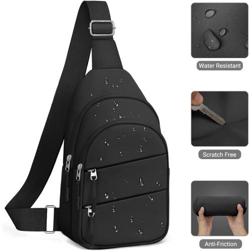 Tuwubi Crossbody Bags for Women, Sling Bag for Men, Small Hiking Backpack Anti Theft Lightweight for Outdoors Travel (M, Black)