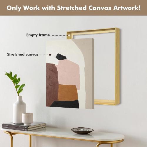 Floater Frame for 36x36 Canvas Paintings, DIY Metal Floating Frame with 1.5” Deep for Artists Designers Landscape Portrait Artwork, Modern Home Office Wall Decor (Gold)