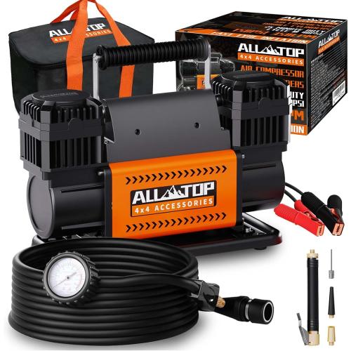 ALL-TOP Air Compressor Kit, Dual Cylinder 12V Portable Inflator 12.35 ft³/Min, Offroad Air Compressor Pump for Truck Tires, Heavy Duty Max 150 PSI for 4x4 Vehicle & RV