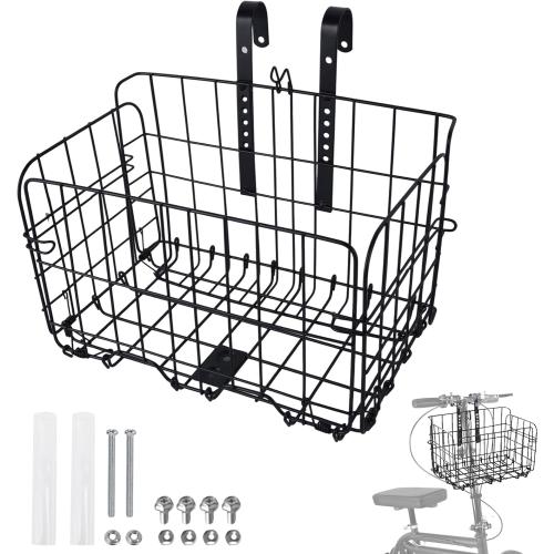 Knee Scooter Basket Accessory, Removable Wire Basket, Fits Most Knee Scooter Models, Easy Installation, Foldable Design, Black Metal Handlebar Mount