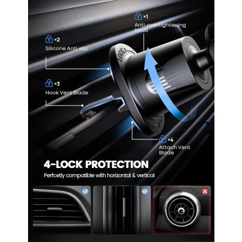 Lamicall 2025 Wider Clamp & Metal Hook Car Phone Holder Vent [Thick Cases Friendly] Phone Holders for Your Car Mount Automobile Hands Free Cradle Air Vent for iPhone 17 16 15 14 13 Pro Max Smartphone