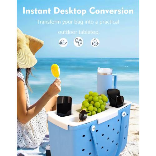 Top Cup Phone Holder Tray Storage Lid for Stanley Compatible with Bogg Bag XL Cover, Cup Organizer Holder Waterproof Silicone Multifunctional Storage Box for Outdoor Beath Camping Travel (Gray, XL)