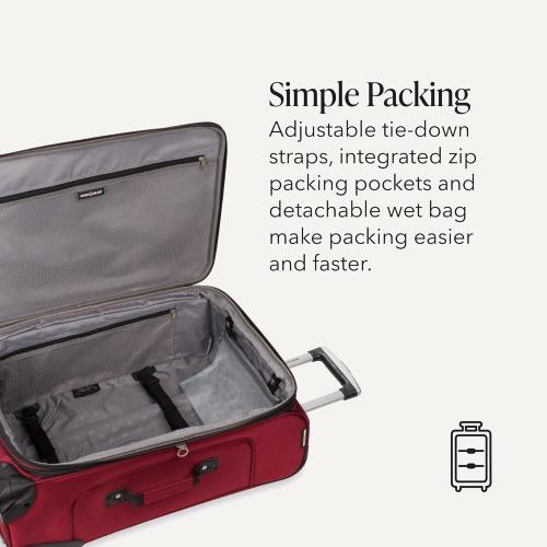 SWISSGEAR Sion Softside Expandable Spinner Luggage Durable Lightweight Travel Suitcase, Burgundy, Checked-Medium