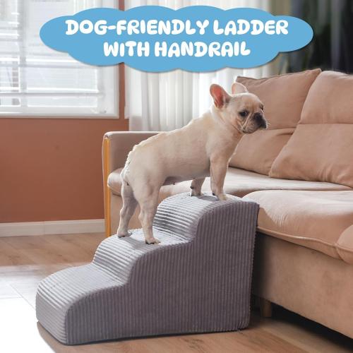 Dog Stairs Steps for High Bed - 4 Steps Pet Steps for Small Dogs and Cats Non-Slip Removable Washable Cover Ramp for Indoor Outdoor Car SUV Couch Sofa