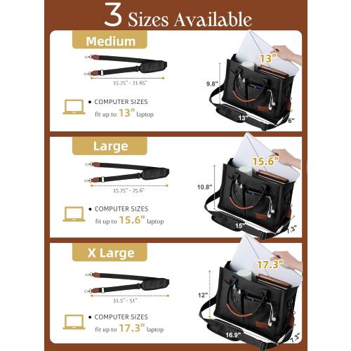 FIORETTO Canvas Tote Bag for Women with Zipper Closure & Individual Compartments for Work College for Teacher & Nurse