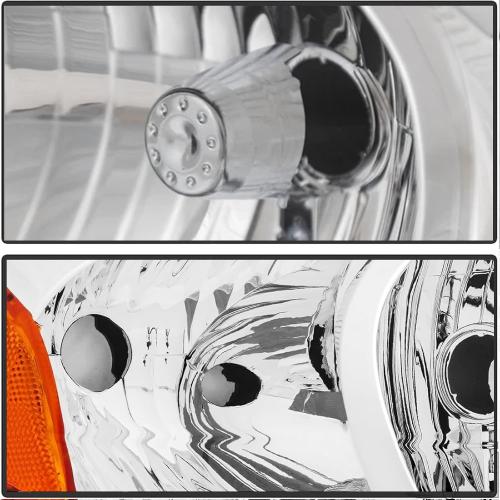 For 2000 2001 2002 2003 2004 2005 2006 2007 Ford Taurus Headlight Assembly Replacement for 00-07 Taurus Head Lights Driver and Passenger Side, Chrome Housing Amber Reflector