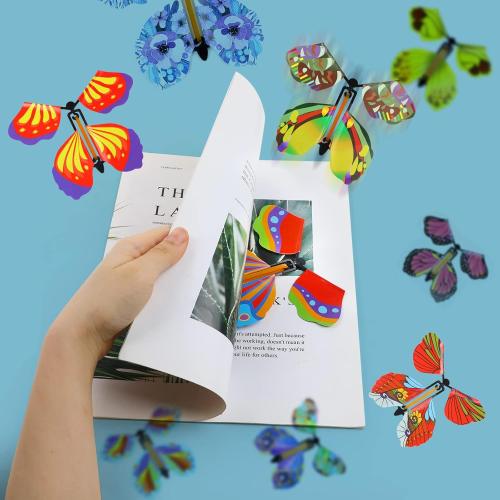 LOMIMOS 40PCS Flying Butterfly, Magic Wind Up Butterfly Toy Gift for Kids Surprise Explosion Box Wedding Birthday Party Book Greeting Card(20 Styles)
