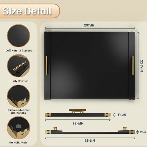 Noodle Board Stove Cover for Gas Stovetop, Bamboo Stove Top Covers for Electric Stove and Gas Burners with Handles Kitchen Sink Cover for Counter Space Decorative Serving Tray Black (29.53x22.05)