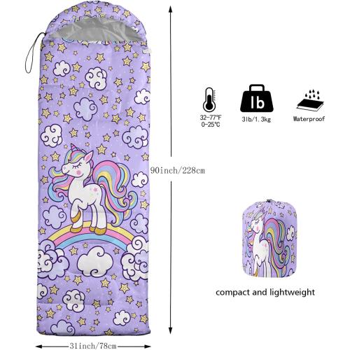 Axolotl Unicorn Sleeping Bag for Kids Boys Girls–Lightweight Warm Cold Weather Sleeping Bags,Waterproof Portable Sleeping Bag with Compression Sack for Camping Backpacking Outdoor Indoor