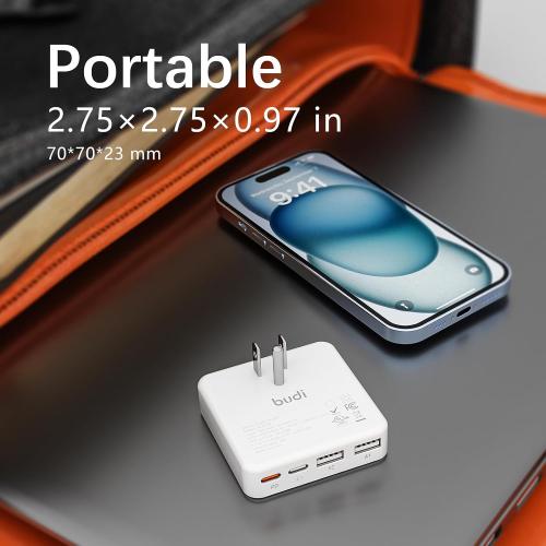 BUDI Flat USB C Wall Charger, 34W 4-Port USB Charger Block, Fast Charging Block with 20W Port Power Delivery and Dual Type-C for iPhone 16/15/14/13/12/11/Pro Max/XS/XR/8/7,Tablets