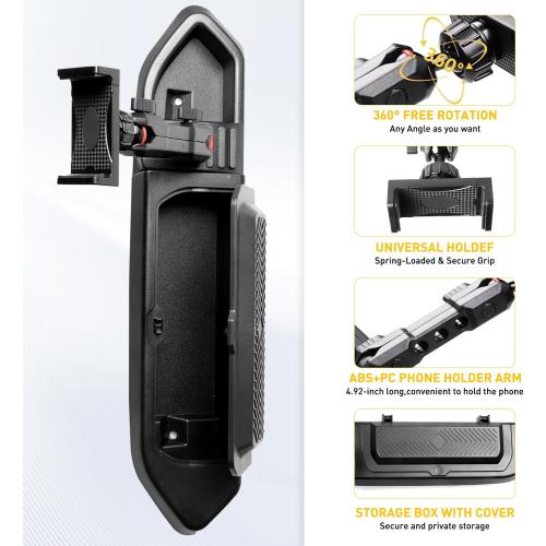 Dash Phone Mount Holder Compatible with 2018 2019 2020 2021 2022 2023 Jeep Wrangler JL 2/4 Door Gladiator JT, Center Console Storage Box Dashboard Tray, 360° Rotate Anti-Shake Jeep Accessories