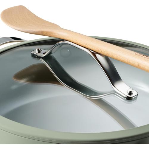 COLOR BLACK Tramontina Vue All-in-One Plus Pan Quart Ceramic Non Stick Cooking Pan with Glass Lid, Black
