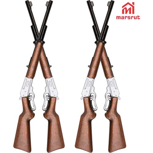 4pcs Miniature Rifle, 1/12 Scale Gun Dollhouse Models, Tiny Fake Sniper Accessory, Mini Hunting Shotgun Figurine Miniatures Parts Items for Small Retro Garden, Western Farm Decoration, Crafts, Long