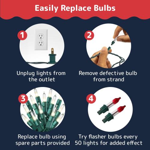 PREXTEX 300 Count Clear Christmas Tree Lights with Green Wire - 60 ft Warm White Christmas Lights for Indoor or Outdoor Use - Holiday Incandescent String Lights for Xmas Trees, Patios, and Fences