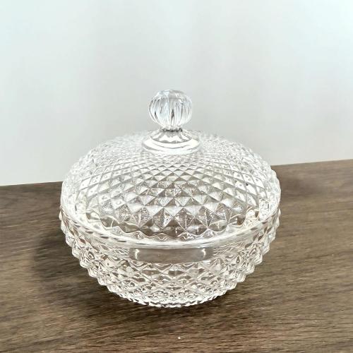 21oz Glass Candy Jar with Lid | Large Clear Crystal Christmas Candy Bowl for Holiday Parties, Weddings & Home Decor