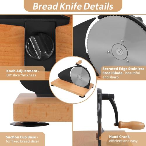 Classic Bread Slicer - Manual Rotary Sourdough Slicer, Versatile Hand-Crank for Bakeries, Coffee Shop, Home Kitchen, Restaurant