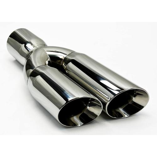 Exhaust Tip 2.5" Inlet Brand New Staggered 4" Outlet Slant Cut Dual Twin Round
