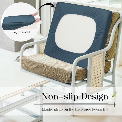 Newwiee 12 Pcs Patio Outdoor Cushion Covers Replacement Waterproof Stretch Sofa Couch Cushion Covers Washable Individual Couch Slipcovers Set Furniture Protector for Pets(20-27 Inch,Gray Blue)