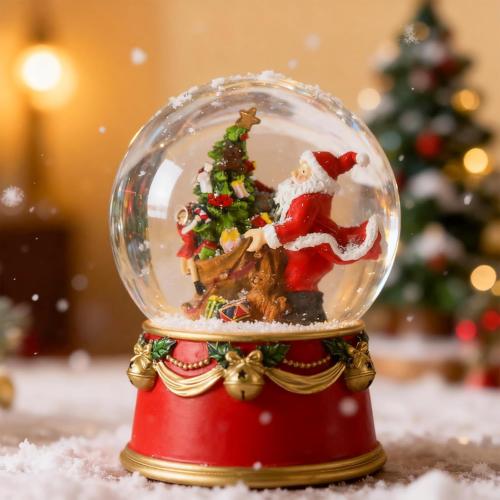 Christmas Snow Globes Musical Snow Globe with Santa Clause Bags Tree Bears 8 Songs Color Changing Battery Operated Snowglobe for Christmas Home Party Decor