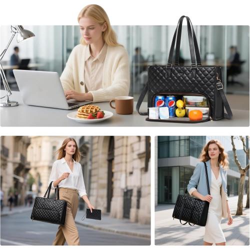 Keyli 3PCS Sets Lunch Tote bag for Women,15.6 Inch Laptop Work Bag with Insulated Lunch Box Compartment Computer Handbag