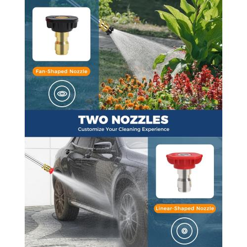 2026 Upgrade Jet Nozzle Power Washer for Garden Hose, 2-In-1 Hydro Wand