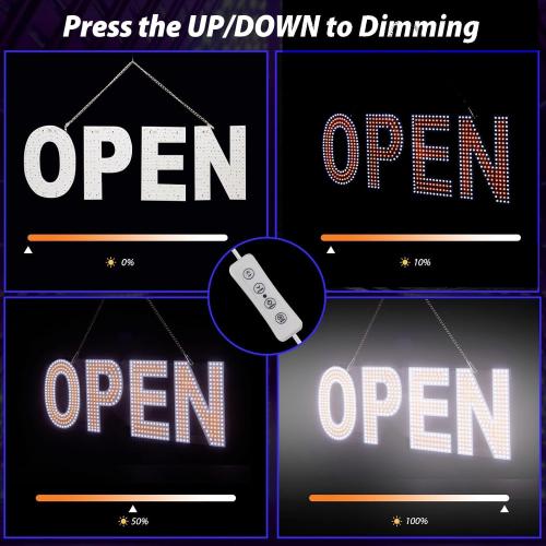 Open Sign for Business, 30x10 Dimmable Large LED Open Signs with Hanging Installation for Cafes Store Restaurant Office Bar Pubs Hotel Salon (Warm White)