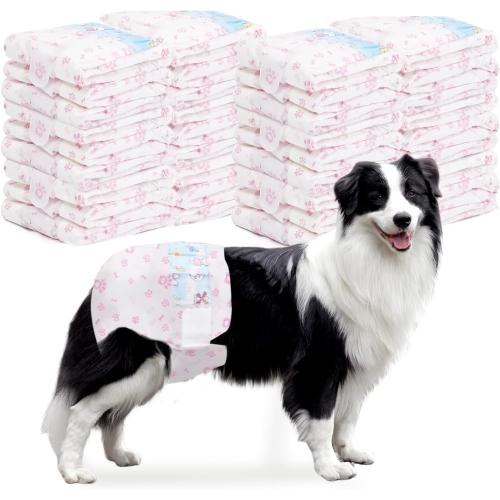 Disposable Dog Diapers Female 90 Count Doggie Diapers for Female Dogs Super Absorbent Extra Large Dog Pads for Heat Excitable Urination or Incontinence - Pink