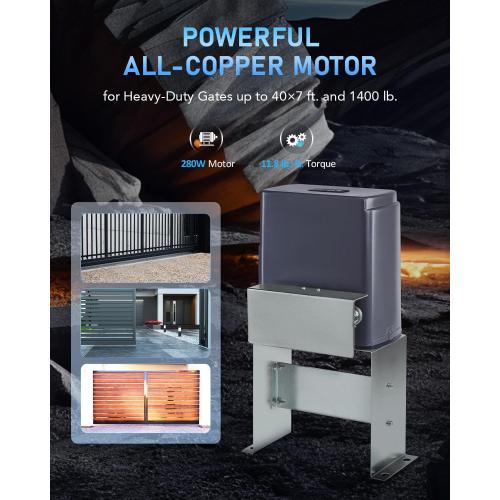 CO-Z Automatic Sliding Gate Opener 1400 lb 40 ft Gates 110V Chain Drive | Easy Installation, Includes Hardware, 20 ft #41 Chain, 2 Remotes, Infrared Sensor Compatible (Sold Separately)