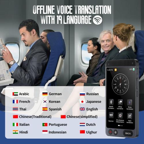 2025 Language Translator Device, Support 142 Languages and Accents, Two Way Real-Time Voice Translation, Online/Offline/AI/Voice/Photo Translation for Travel, Learning and Business, 2000mA