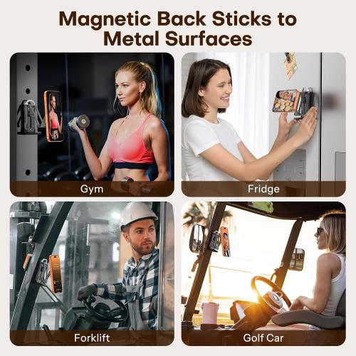 OMOTON TP02 360°Rotating for MagSafe Tripod, Adjustable Aluminum Magnetic Phone Tripod for iPhone 17/16/15/14 Pro Max Air, Foldable Cell Phone Stand Fits Vlog, Gym, Travel Essentials Accessories