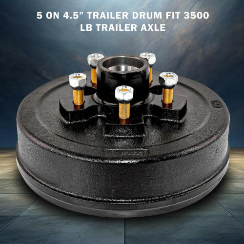 5 on 4.5 Trailer Brake Drum,10 x 2-1/4 Trailer Brake Drum Kit for 3500lbs Traler Axle with L68149/L44649 Bearing and 1/2-20 Nuts - 22001K 008-247-05, 84546，2 Sets