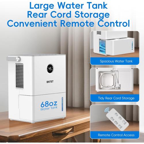 2-in-1 Dehumidifier and Humidifier Combo, 68 oz Tank with Auto Shutoff, Smart Humidity Control, 30-Second Rapid Dehumidification, 12H Timer, 7-Color LED Light for Home Use