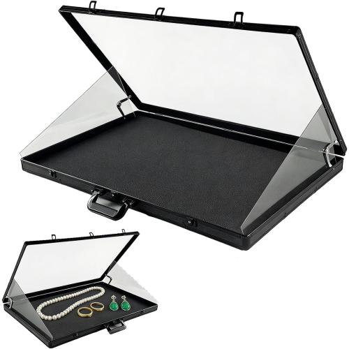 34 x 22 Card Display Case,Black Aluminum Lockable Trading Card Case with Handle,Trade Show Display Case for Sports Card/TCG/Jewelry Collection (Black)